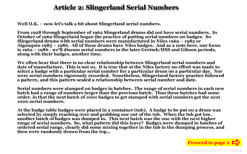 Slingerland Serial Number Chart