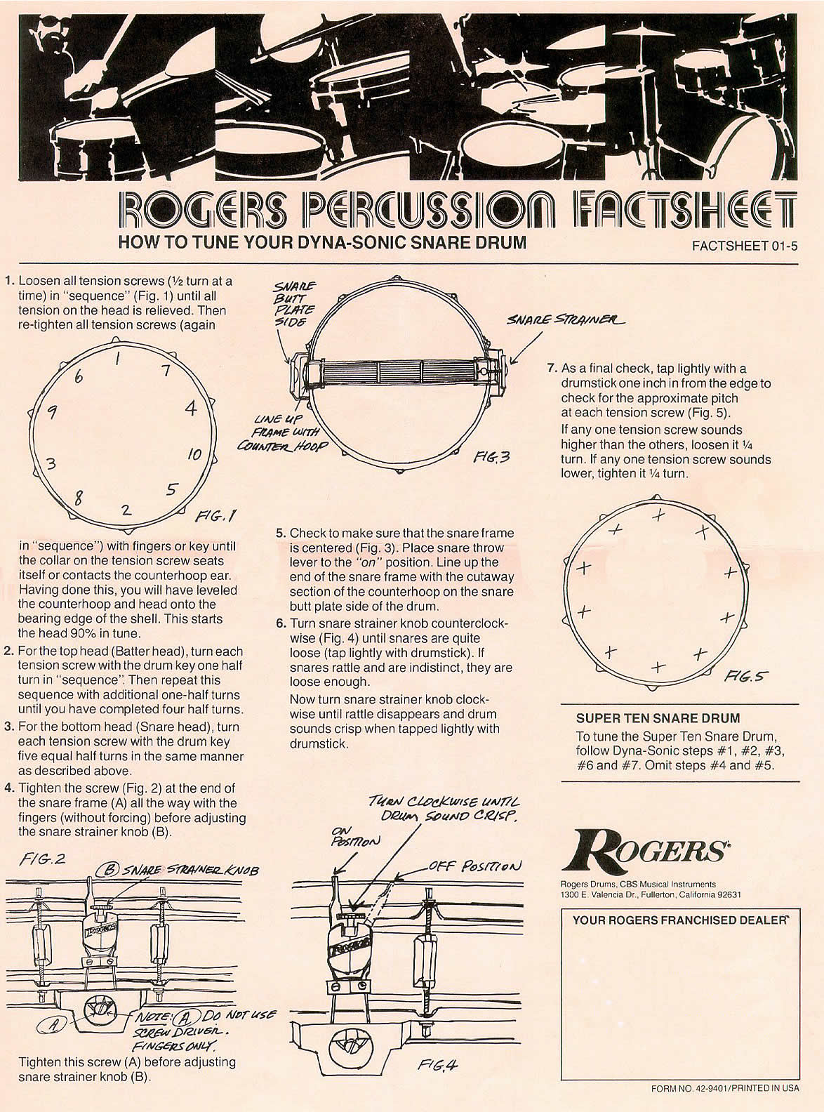 Rogers Dynasonic Serial Numbers